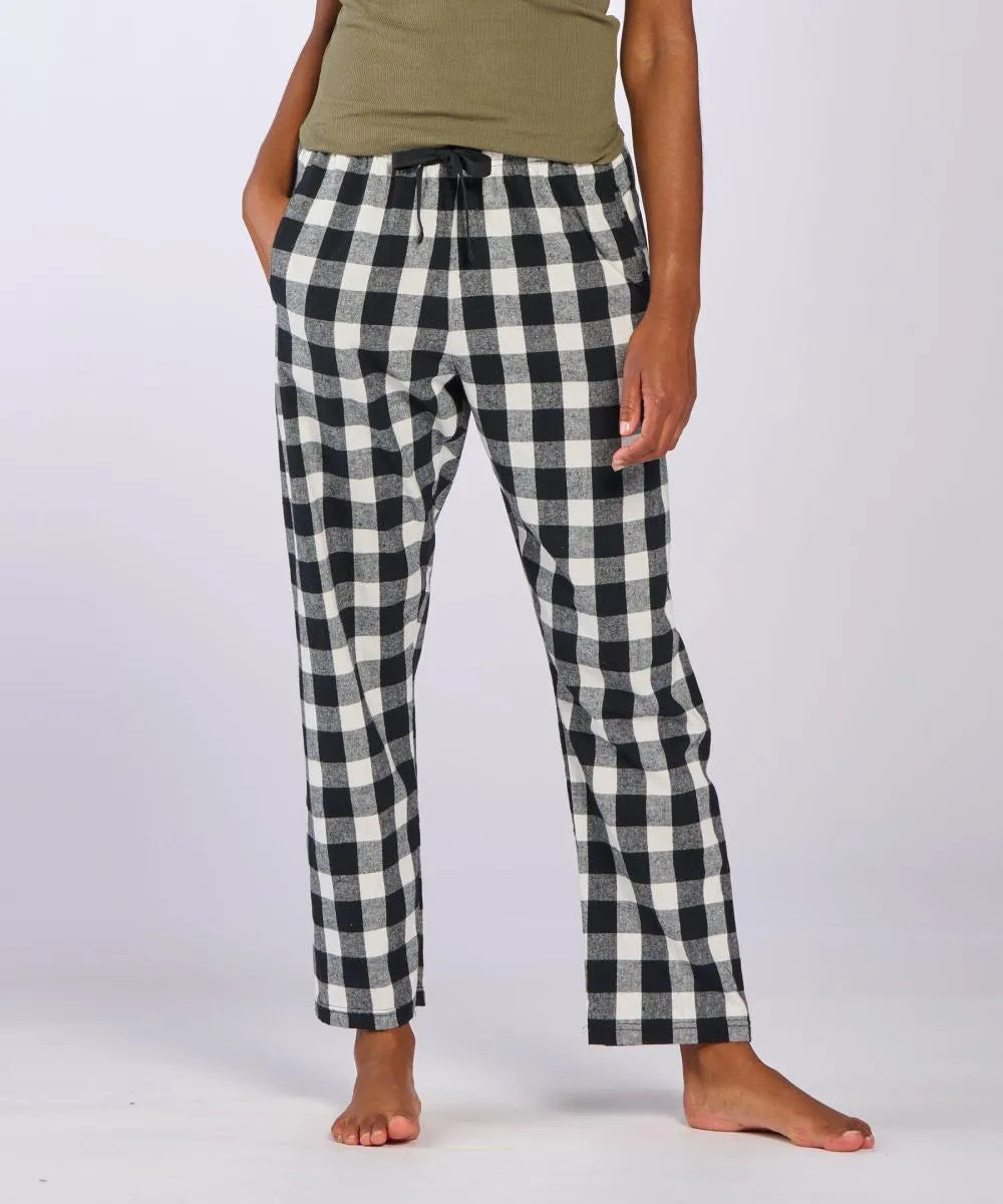 BW6620 - WOMEN'S HALEY FLANNEL PANT BLACK/WHITE BUFFALO PLAID